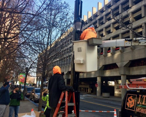 Island Cell Service Infrastructure Upgrade Underway Cell service infrastructure upgrades use lampposts to build out better service.